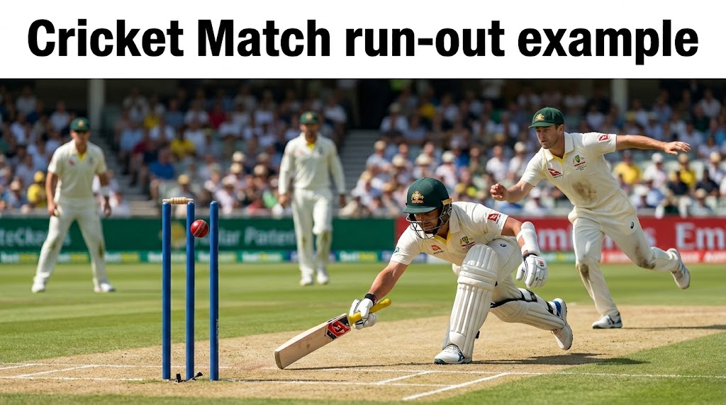 Cricket match run-out example